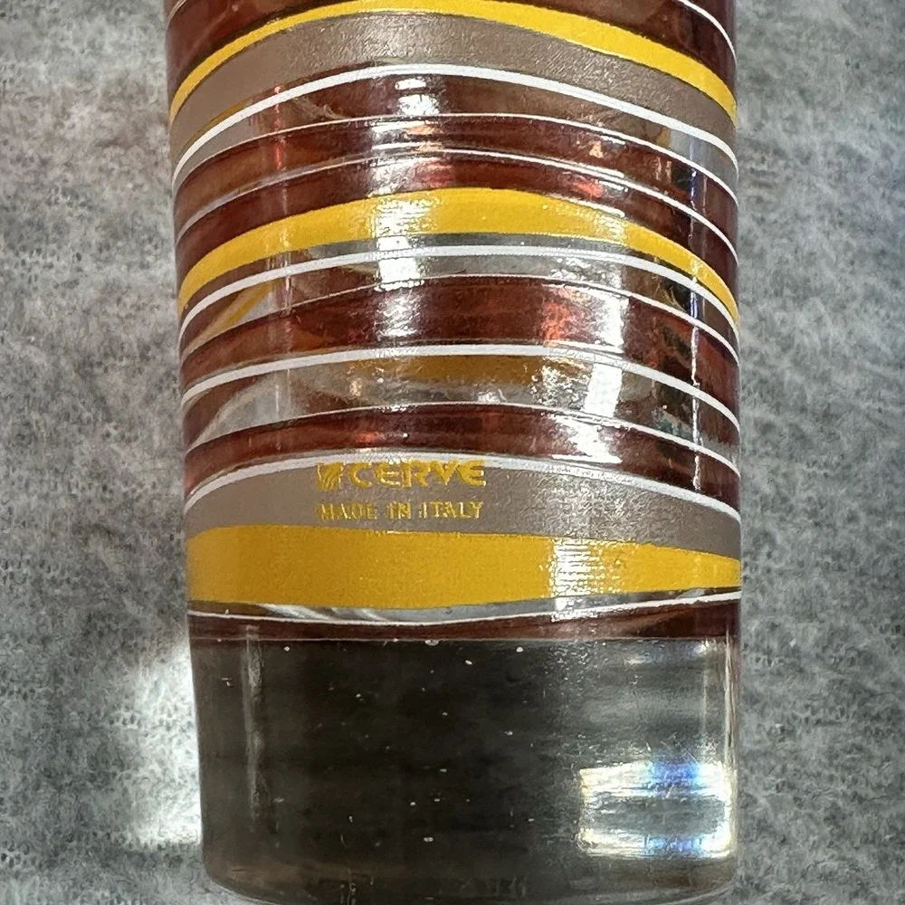 Cerve‎ Italy & Circleware Retro Stripe Glasses Set of 4 Multicolor 5.5
